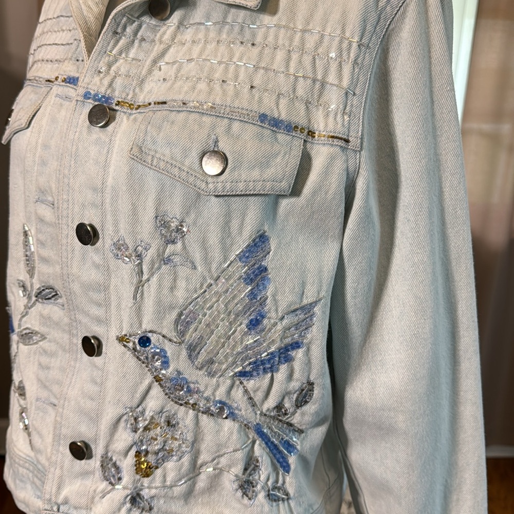 Together Brand Denim Jacket With Sequin Appliqu S… - image 2